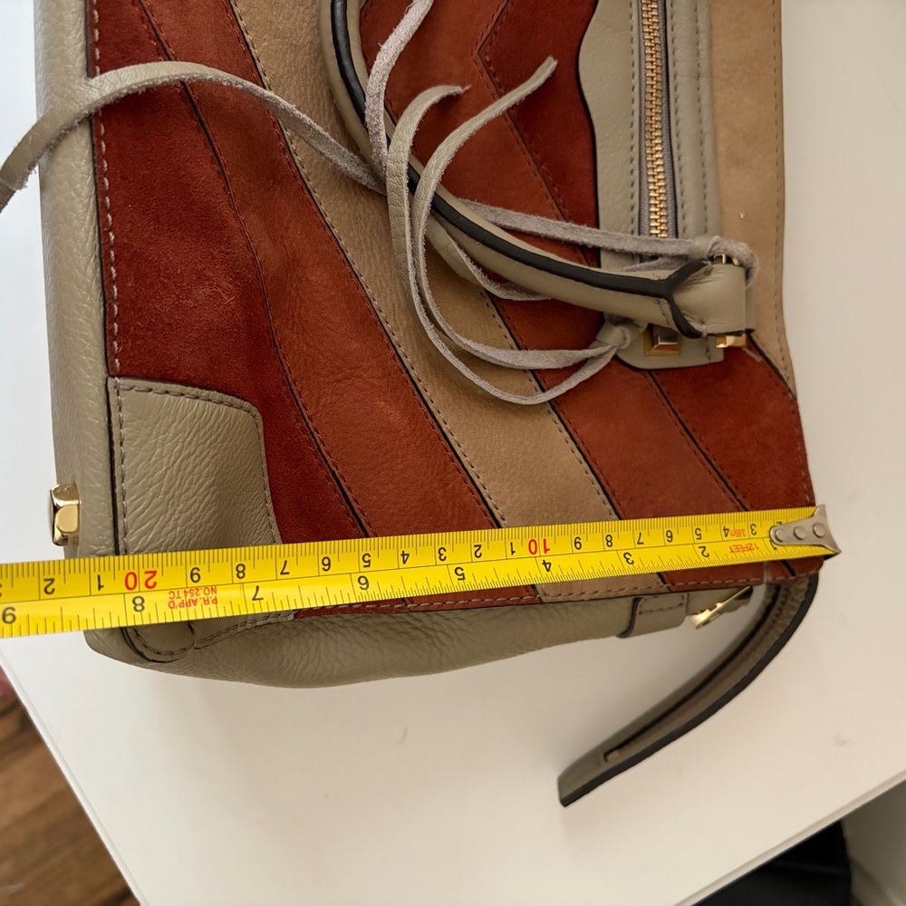 Rebecca Minkoff Chevron Suede Leather Reagan Satchel Handbag - Picture 9 of 10